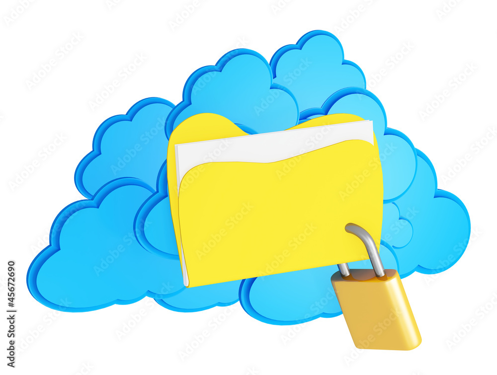 Aufkleber 3d cloud computing security concept on a white background