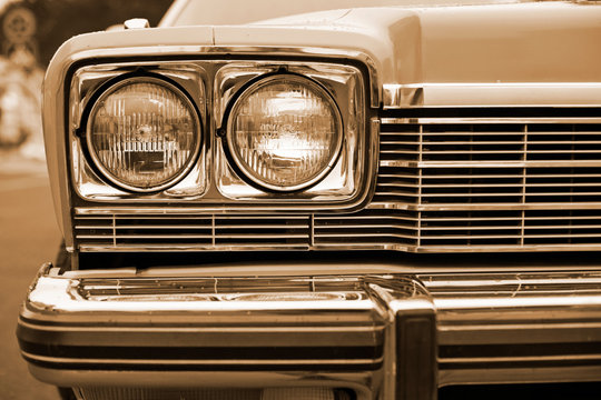 photo of retro car headlights