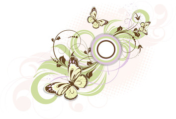 Abstract floral background with butterfly