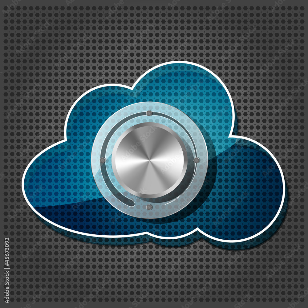 Poster chrome knob with transparency cloud computing icon