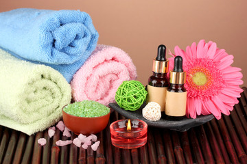 spa setting  on  brown background