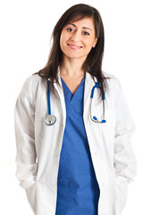 Young doctor isolated on white