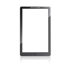 Mobile phone with a blank screen on a white background