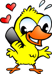 illustration of an chicken chicken that speaking on cellphone