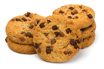 Chocolate pastry cookies isolated on white background