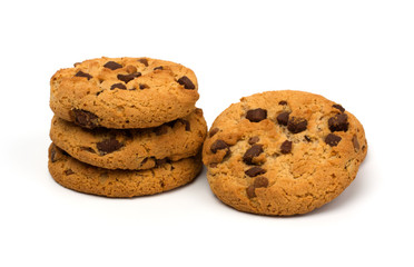 Chocolate pastry cookies isolated on white background