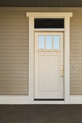 White front door on an upscale home