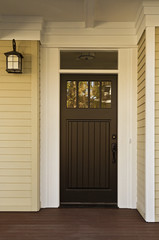 Black front door of a home