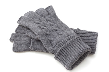 gray gloves on white background