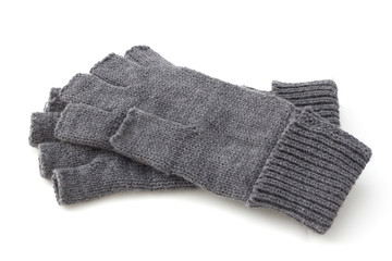 gray gloves on white background