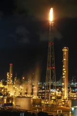 Night scene of chemical plant