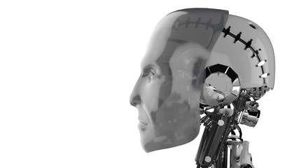 Cyborg Kopf Silber - Seitenansicht
