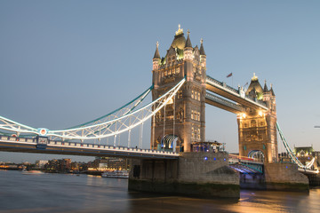 Fototapeta na wymiar Famous Tower Bridge at night, seen from Tower of London Area, UK