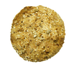 sprouted whole grain bun on a white background