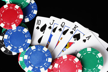 frame made of playing cards and poker chips