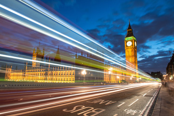 Fototapeta na wymiar Nocturne scene with Big Ben and House of Parliament behind light