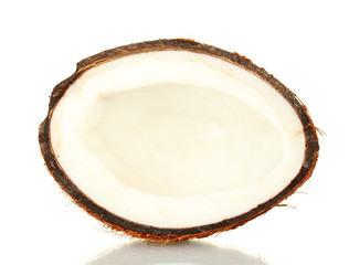 half coconut isolated on white background close-up