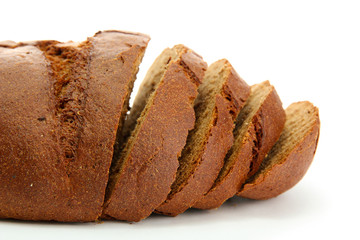 tasty sliced rye bread, isolated on white