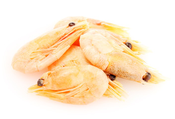 Boiled shrimps isolated on white