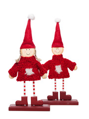 Female and Male Christmas Elf - isolated