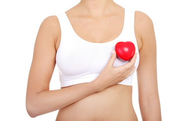 Fit female torso with red heart shaped toy