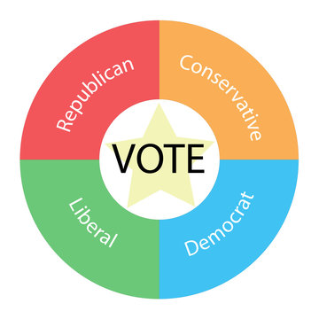 Vote circular concept with colors and star