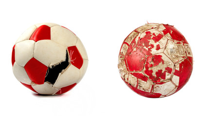 Torn and old soccer ball