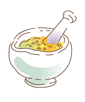 mortar and pestle grinding herbs clip art preview