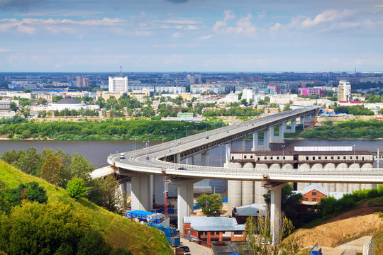 Nizhny Novgorod.  Metro Bridge through Oka
