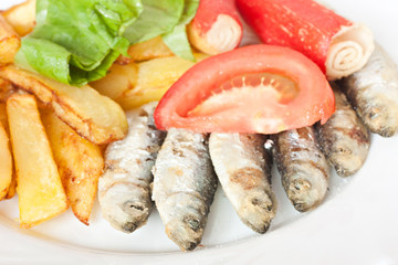 sardine and salad arrangement fresh healthy food