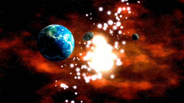 3d animation an asteroid nearing earth.