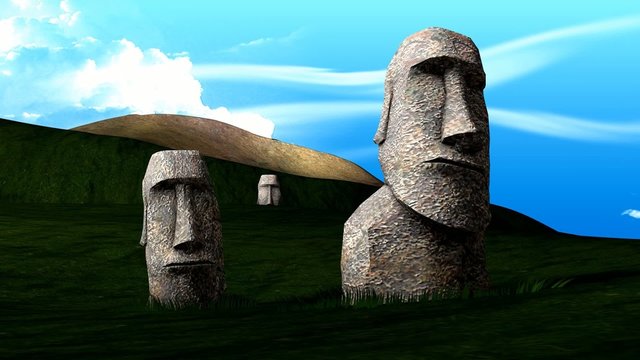 Artist recreation of Easter island statues.