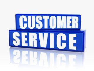 customer service in blue blocks