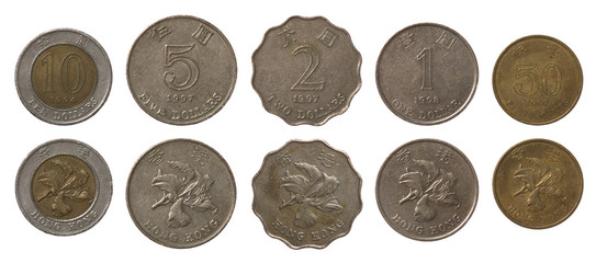 Hong Kong Coins Isolated on White
