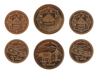 Nepalese Coins Isolated on White