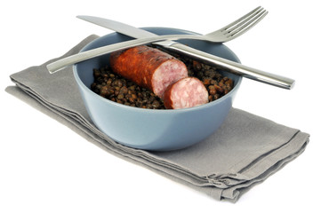 Saucisse lentilles au menu