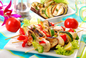 chicken and vegetable skewers
