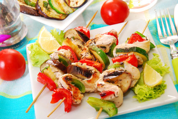 chicken and vegetable skewers