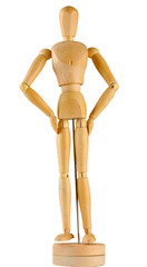 wooden mannequin, on grey background