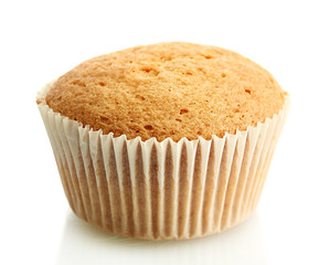 tasty muffin cake, isolated on white
