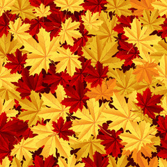 Naklejka na ściany i meble Maple leafs seamless pattern. Vector illustration.