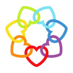 Rainbow connected hearts. Vector illustration.