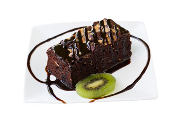 close up shot of sweet delicious brownies