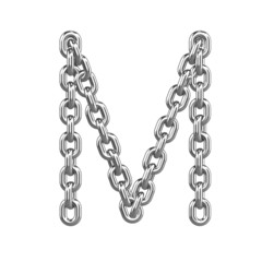 Obraz premium 3d Chain Alphabet Font - M