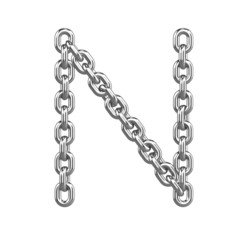 3d Chain Alphabet Font - N