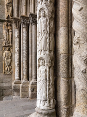 Romanesque facade of Platerias in Compostela Cathedral