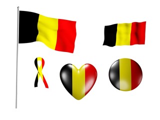 The Belgium flag - set of icons and flags