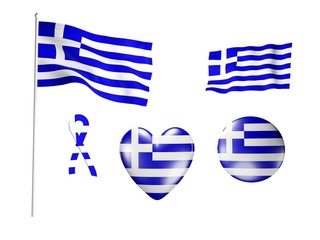 The Greece flag - set of icons and flags