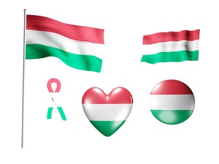 The Hungary flag - set of icons and flags