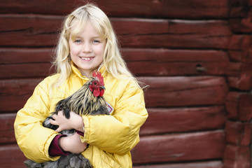 Girl and rooster © Mickedin
